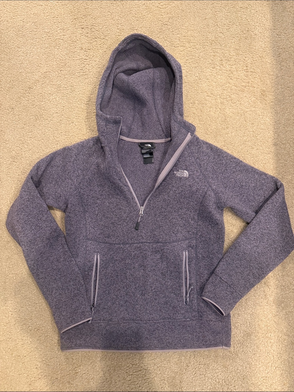 The North Face Women's Heathered Purple Half-Zip Hoodie Sweater